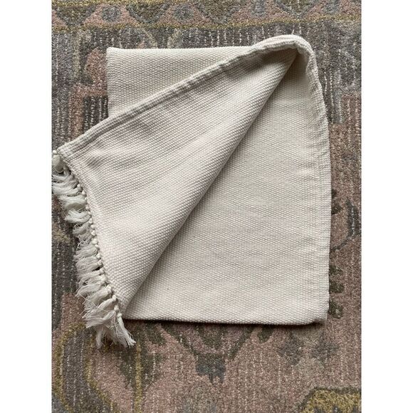 Hearth & Hand Magnolia Ivory Textured Fringed Ends Table Runner - Picture 2 of 7